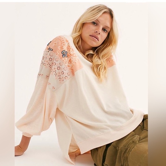 Free People small alabaster combo feelin it peach patch top - Picture 13 of 13